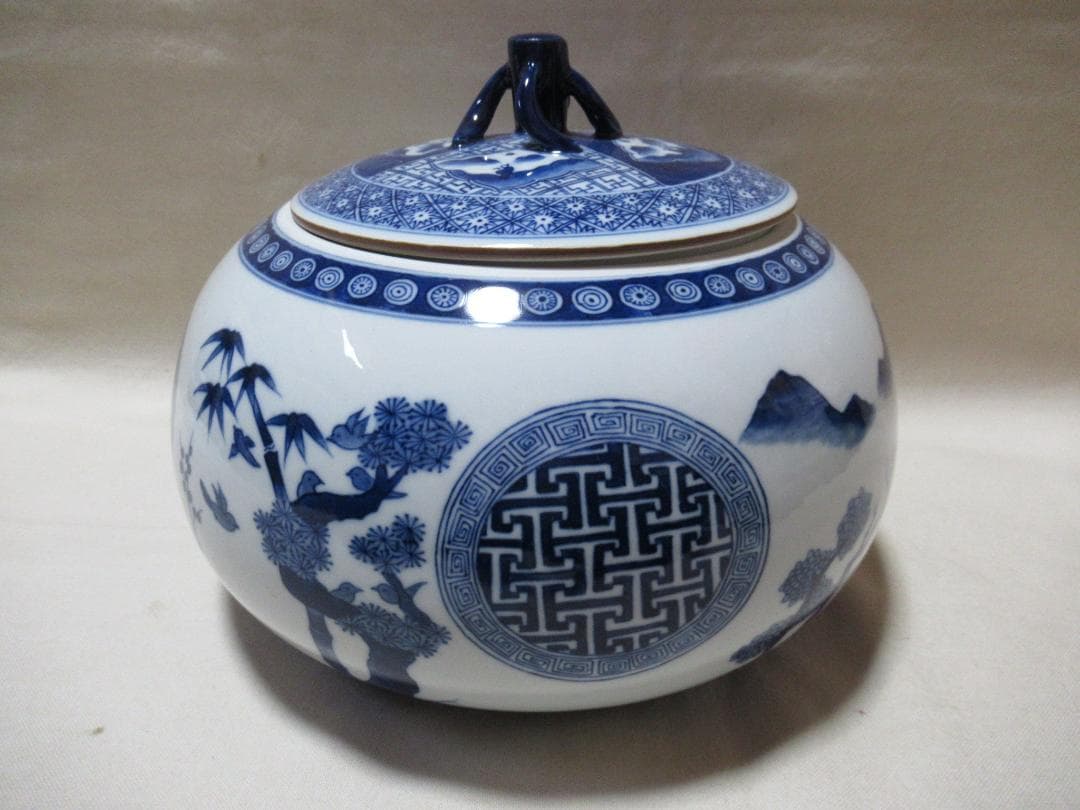 ちびまり専用　茶道具　祥瑞蜜柑丸文　水指　景徳鎮玉懐英造　共箱　変え蓋付