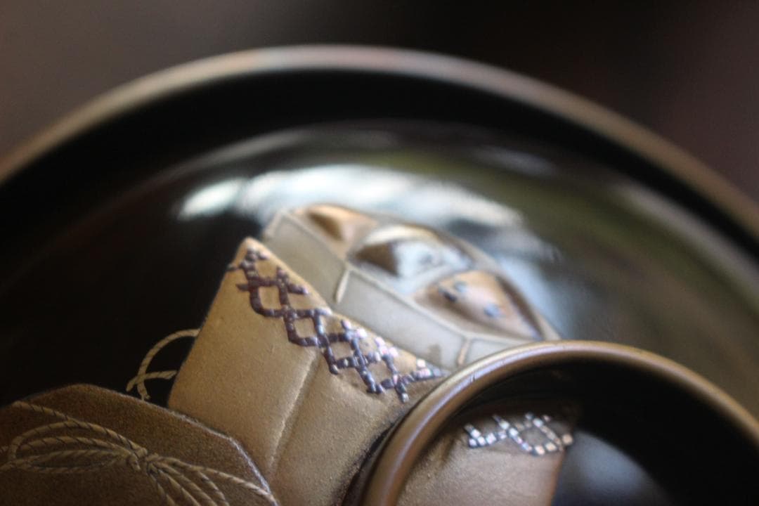 時代逸品！時代金縁黒漆に極上貝桶蒔絵の映えるお椀2点（検検京塗輪島塗蒔絵椀