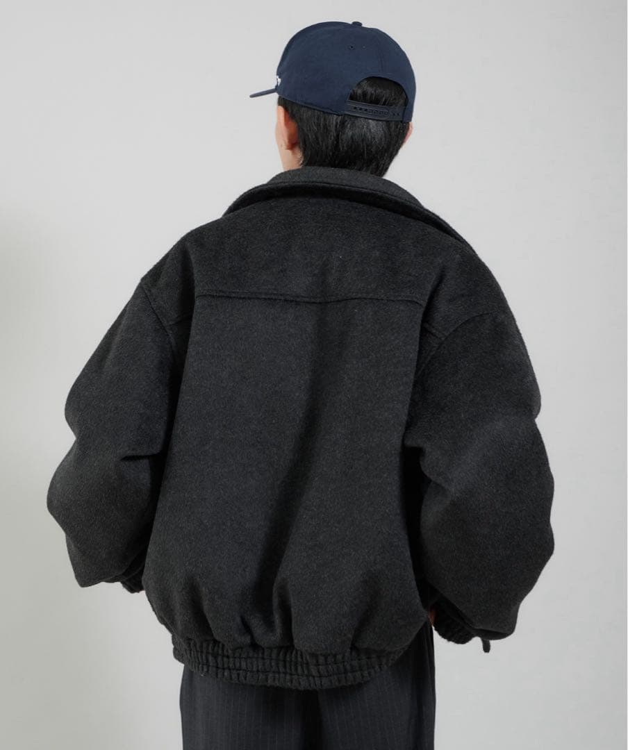 ウール混シャギースタンドネックフライトジャケット　Perushu