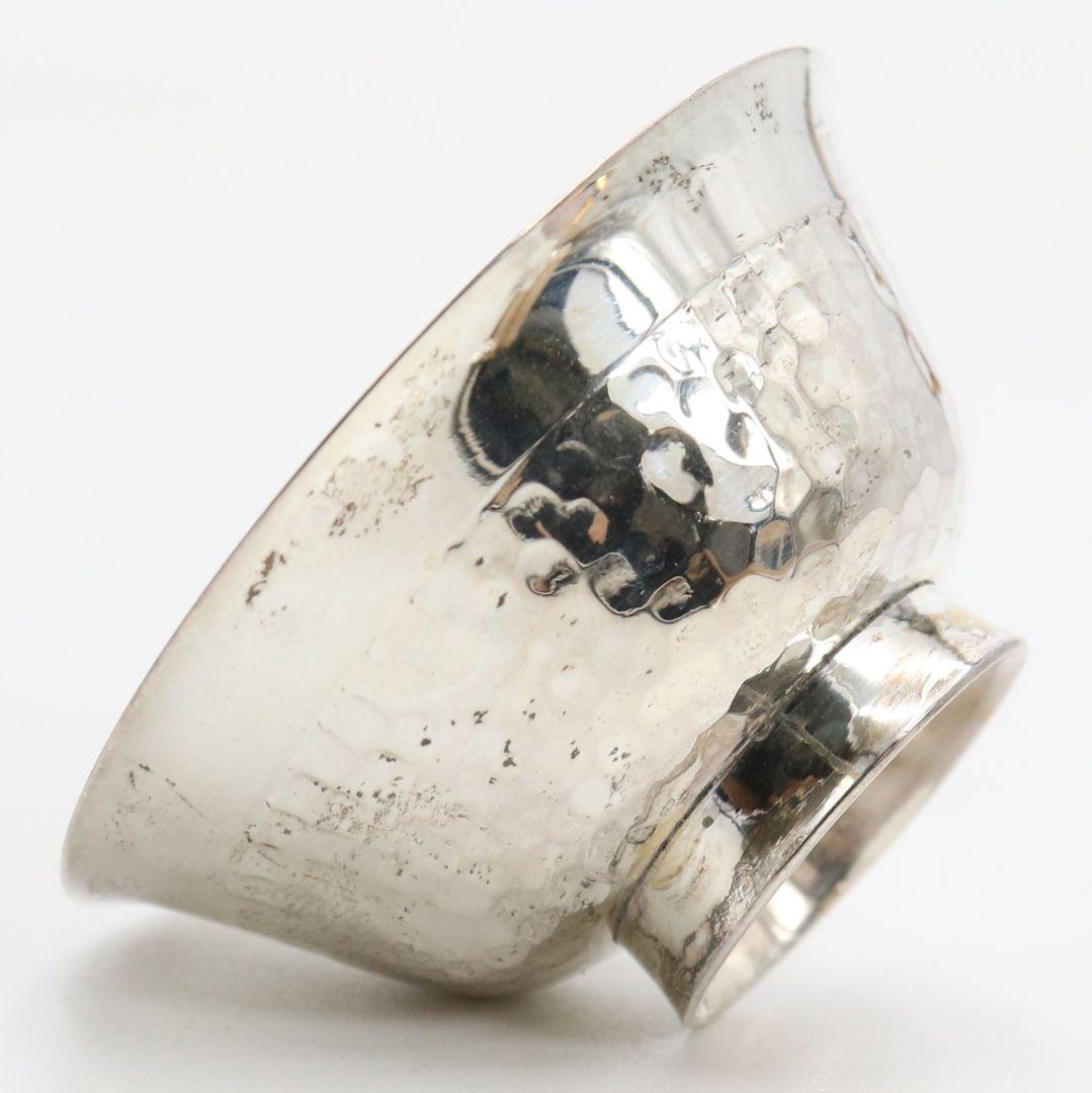 純銀製 御盃 五客 槌目 内鍍金 純銀刻印有 約91g　V393　Z1