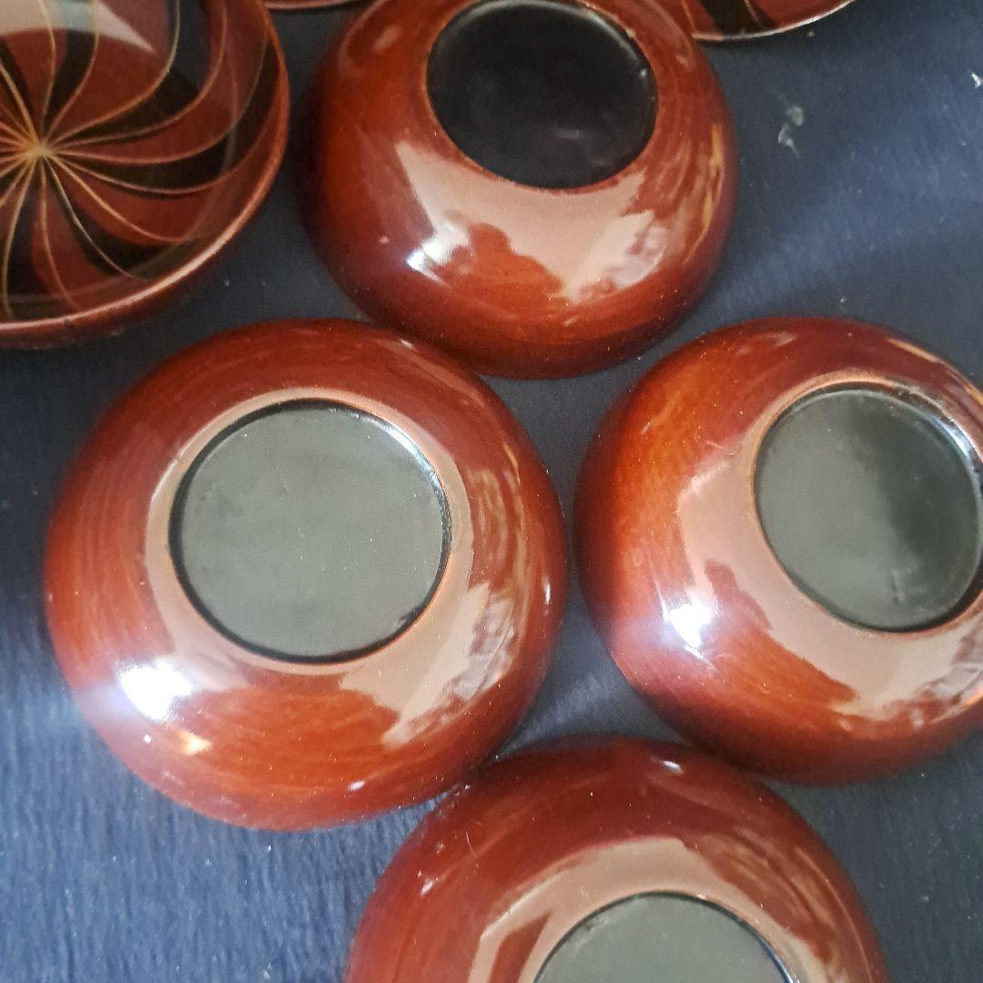 「グッド デザイン！木のお皿(直径11cm. 高さ3cm)」 木製漆器7客セット