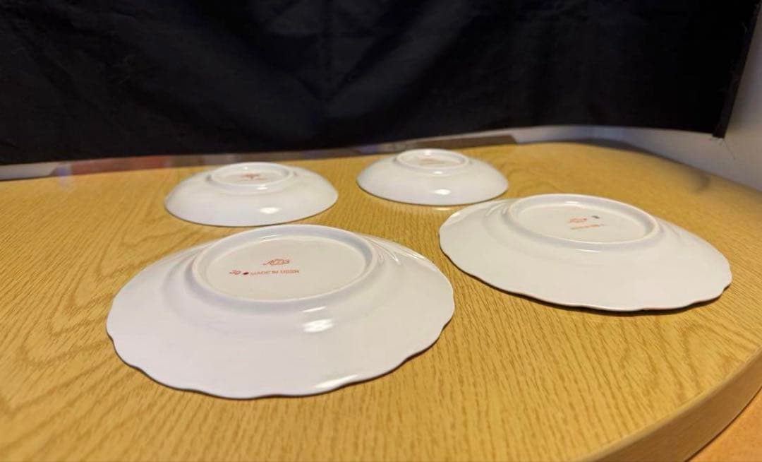 アンティーク　ソビエト　ロモノーソフ　ピンク花柄カップ＆ソーサーとケーキ皿　6点