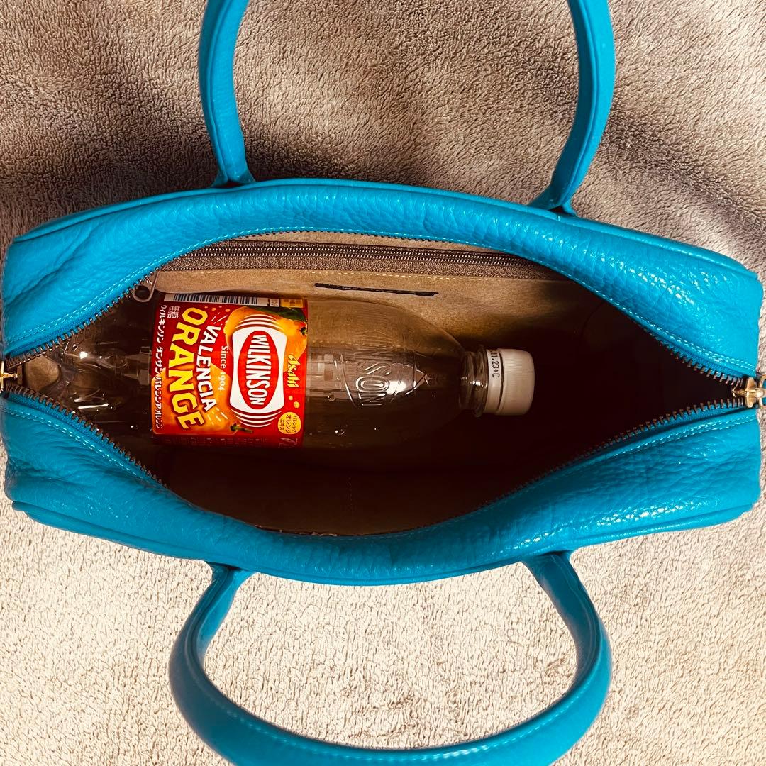 美品 本革 利休バッグ 和装バッグ レザー 青緑 ピーコックグリーン ブルー