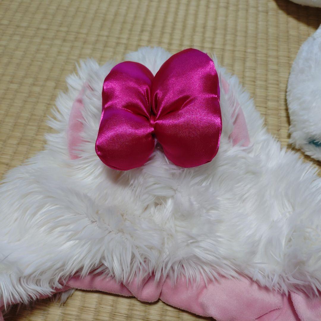 マリー耳付きファー帽子 ピンクリボン付き