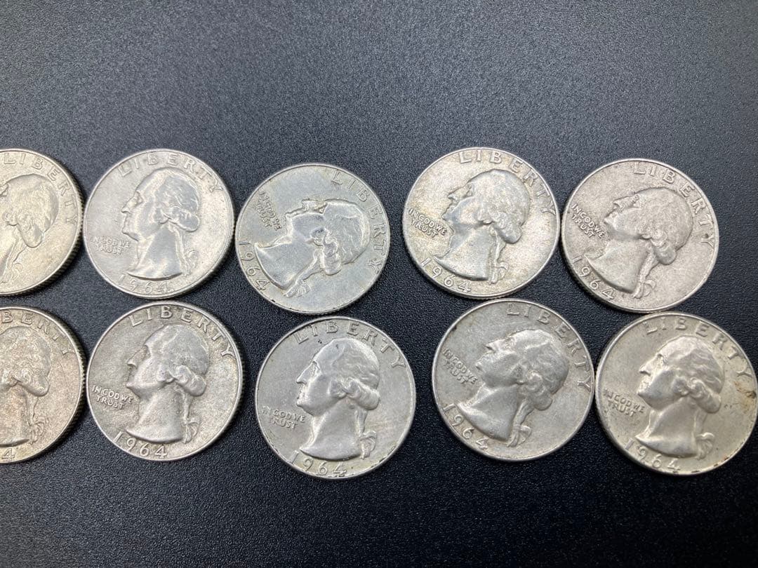 アメリカ 白銅貨25セント50枚 ケネディ50セント銀貨4枚 銀貨1ドル3枚