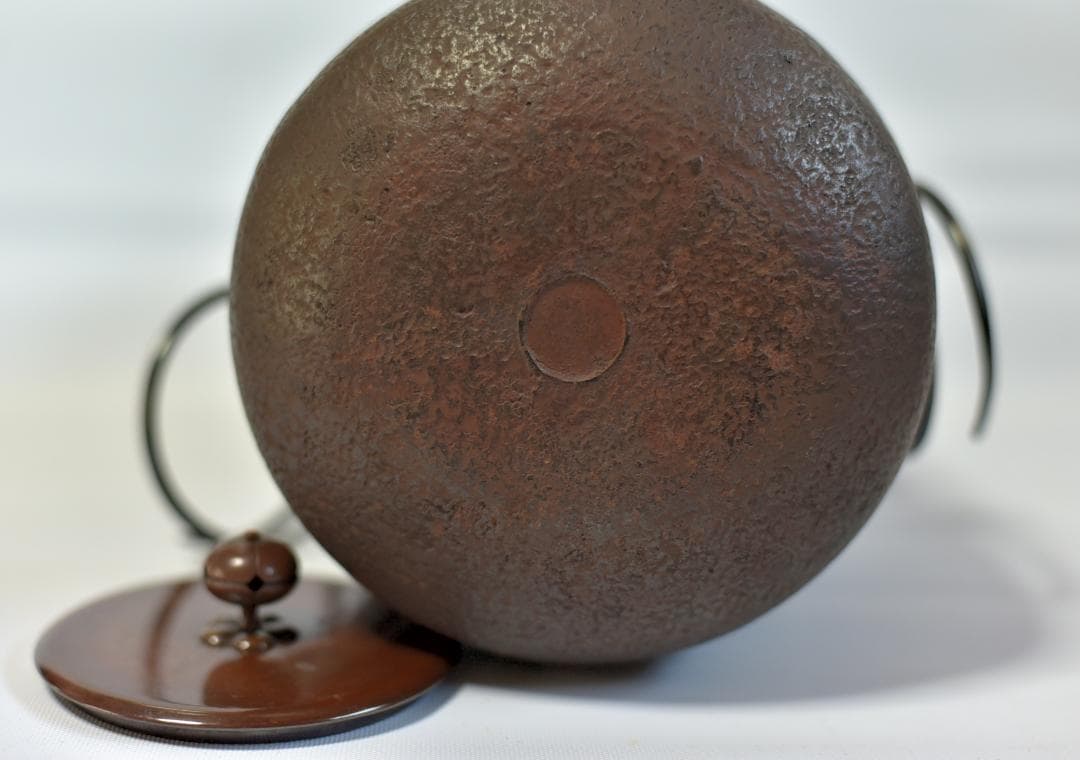 梅文筒型　茶釜【極上品】銅蓋　佐藤光男作　共箱　囲炉裏　茶道具