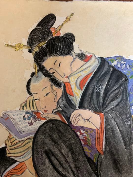 浮世绘 手描き肉筆絵画　3枚