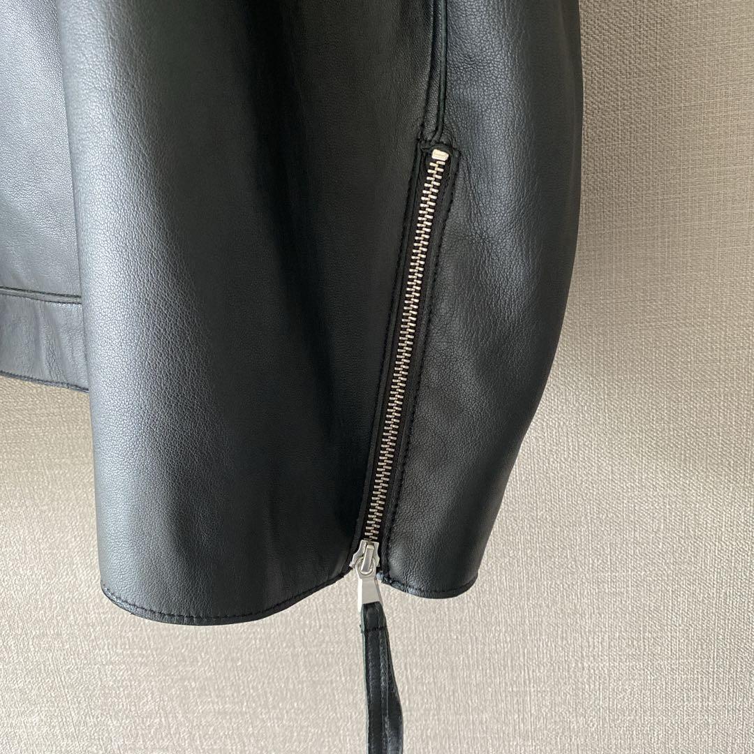 メゾンスペシャル ラムレザープライムオーバー襟付きシングルライダースジャケット