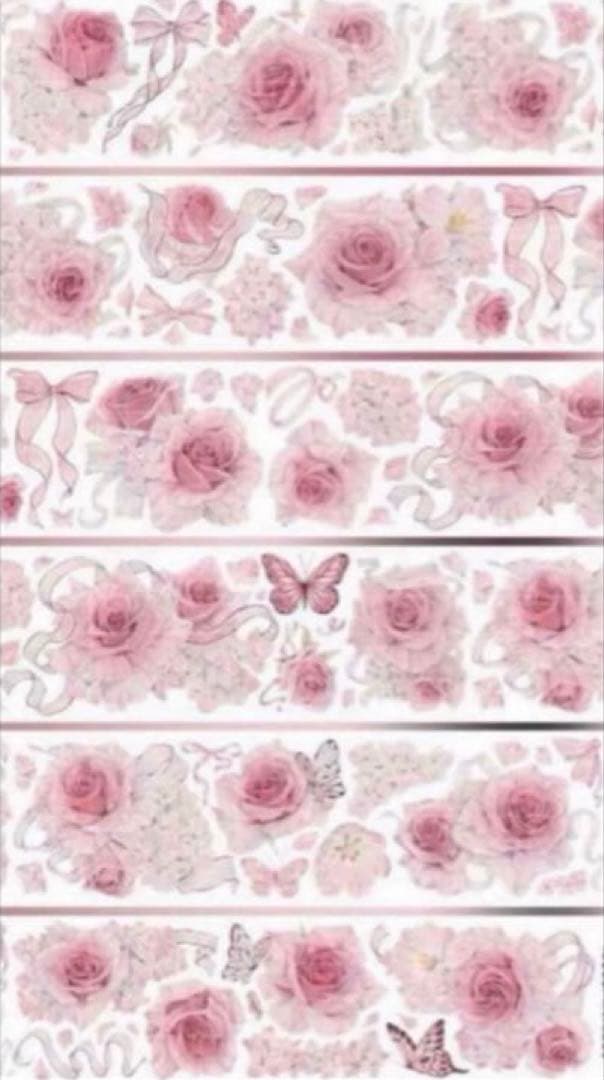 贝壳光 6cm×10m 柔粉香香 海外マスキングテープ　海外マステ　バラ