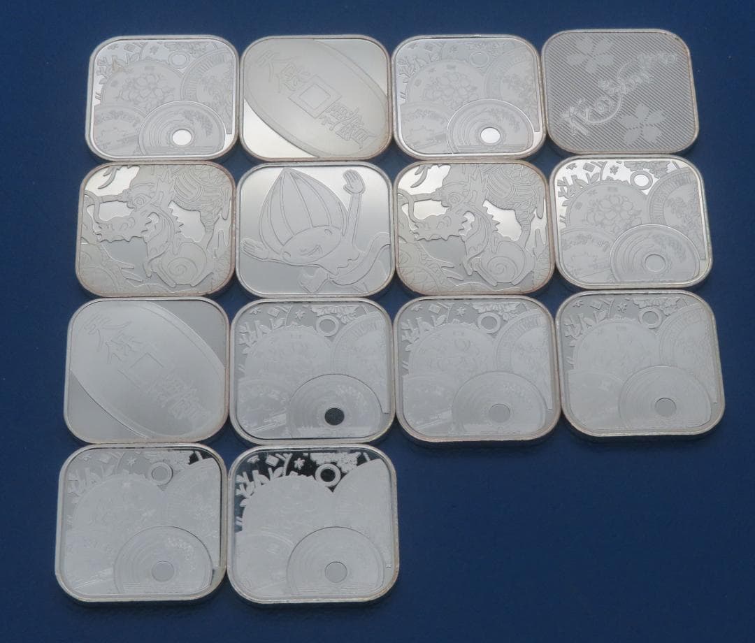 1053.純銀メダル銘純銀メダル14枚まとめ60.90g銀メダルミントだし造幣局