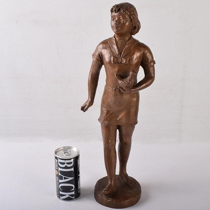 純作　ブロンズ像　少女像　置物　高さ約40cm　重さ約4.24㎏　VR8157H