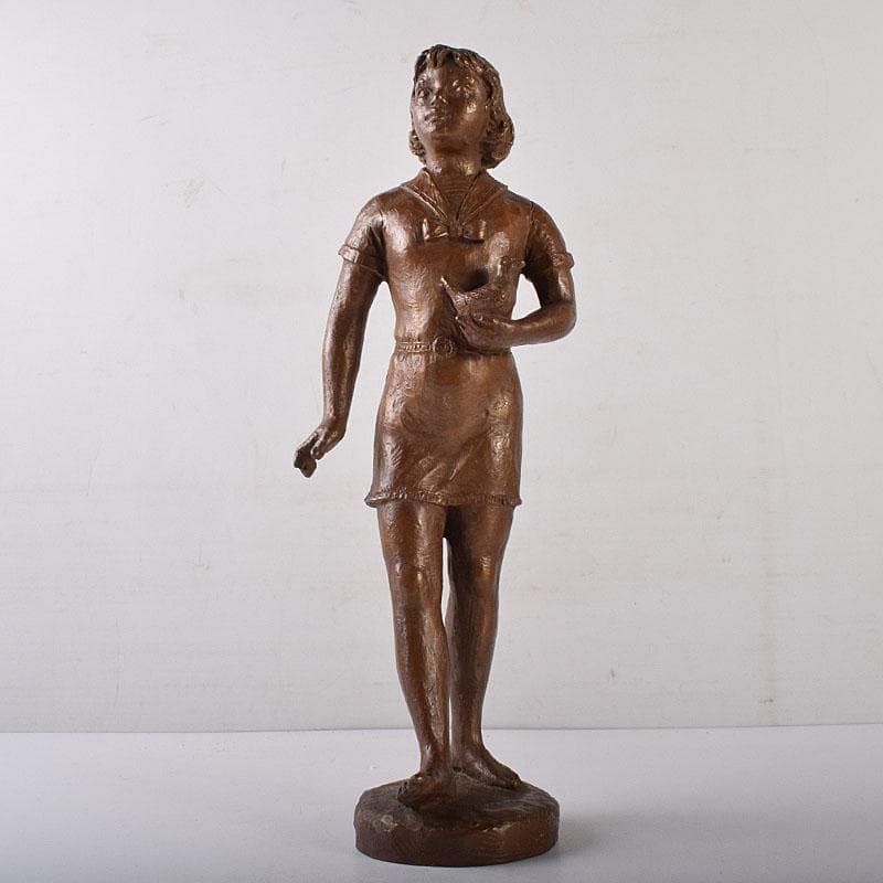 純作　ブロンズ像　少女像　置物　高さ約40cm　重さ約4.24㎏　VR8157H