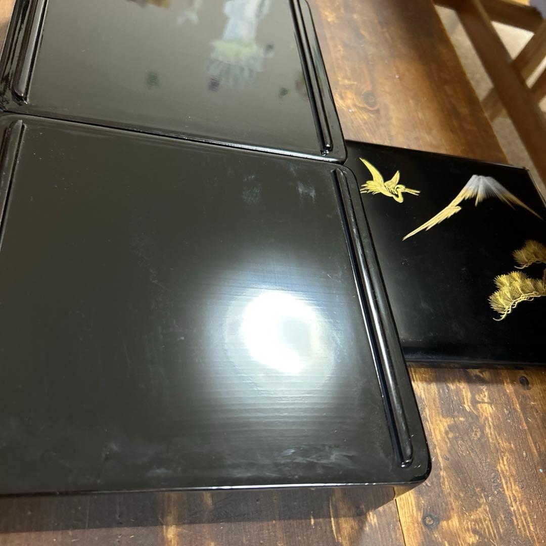 輪島塗　沈金　高級漆器　二段重　鶴　富士　松　会津塗　山中漆器　伝統工芸　天然木