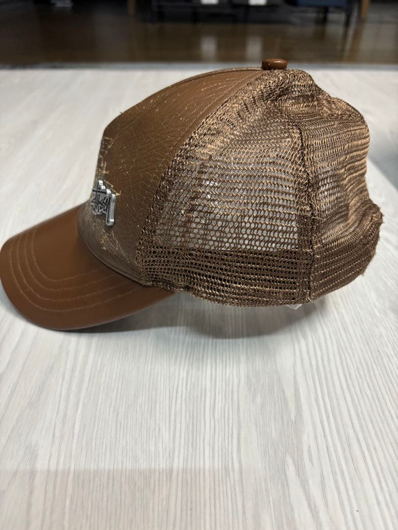 stussy メッシュキャップ　ヴィンテージ　本革　90s 00s ブラウン