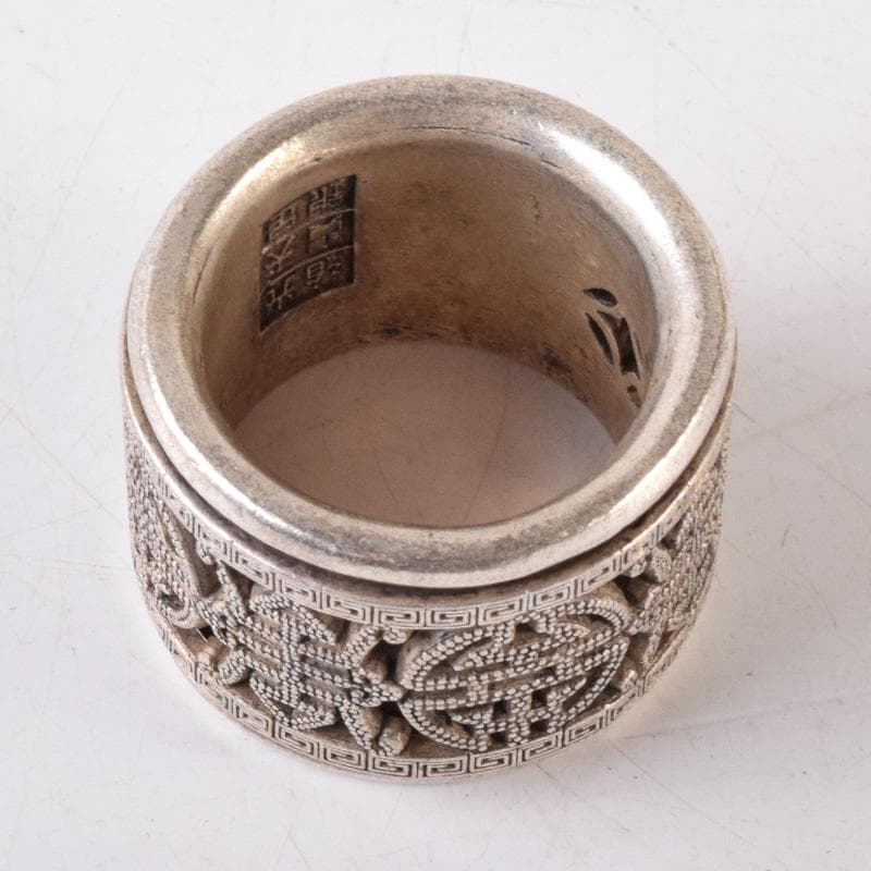 中国　光緒天宝足銀　板指　重さ約38g　N　7491E