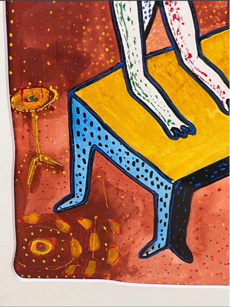 綿引明浩 無題 油彩 抽象画 押印あり 東京藝術大学院卒 一点物