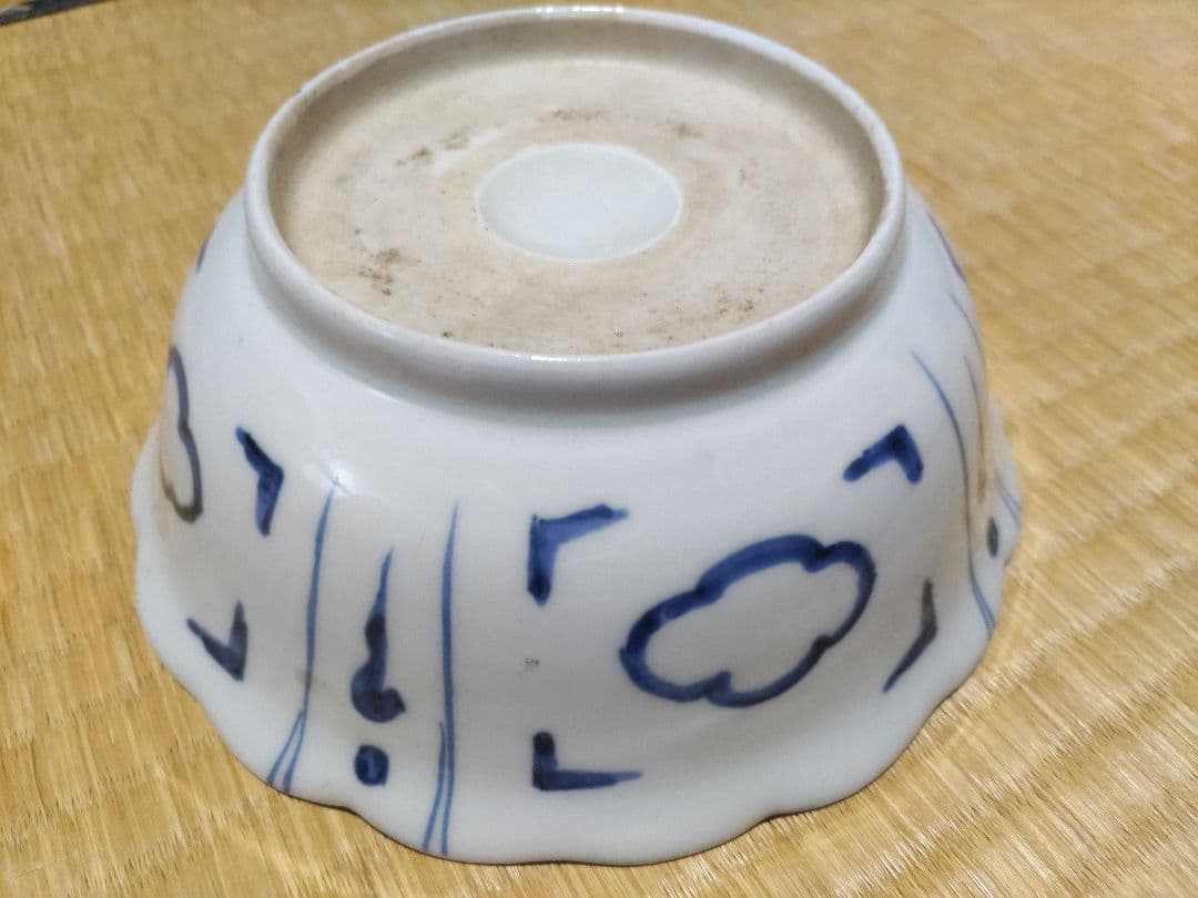 古伊万里　染付　波乗り　兎・ウサギ　鉢・皿（径17㎝）