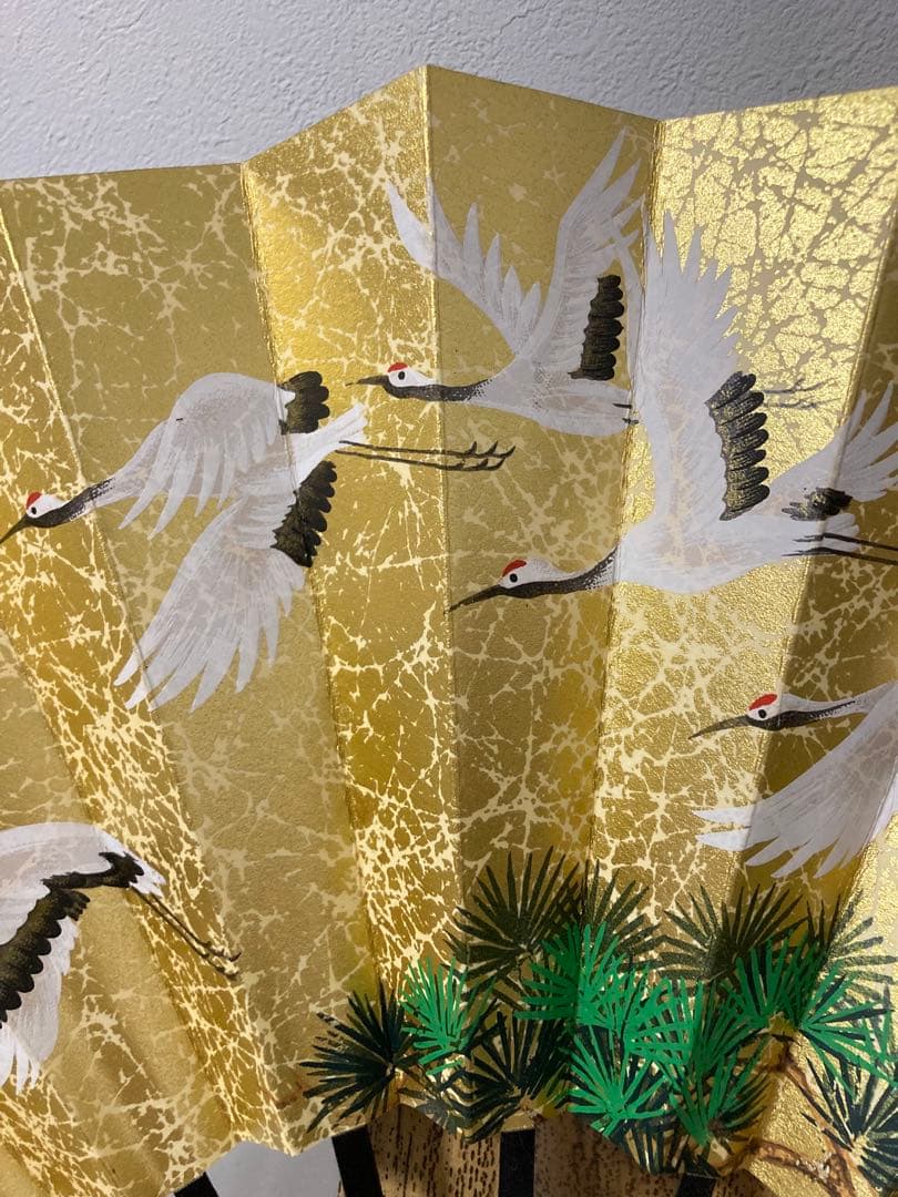 京扇子 とくの 両面 飾り扇子 鶴 百花