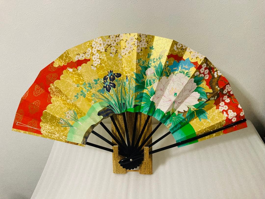 京扇子 とくの 両面 飾り扇子 鶴 百花