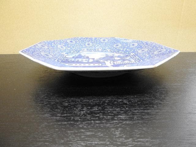 印判八角皿　文明開化図　MA57