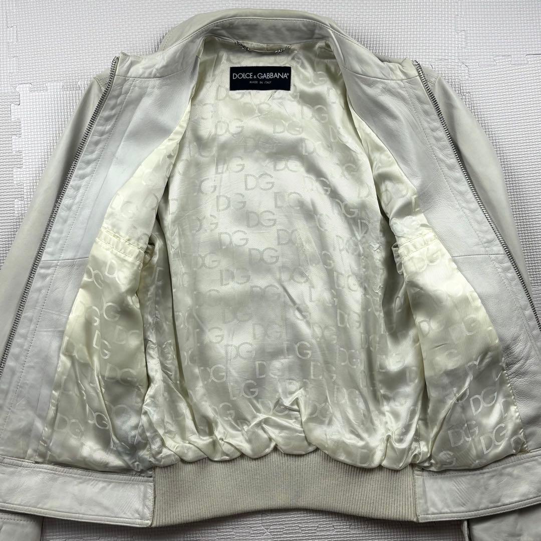 美品　ドルチェアンドガッバーナ　ラムレザージャケット　ライダース　A-2 白