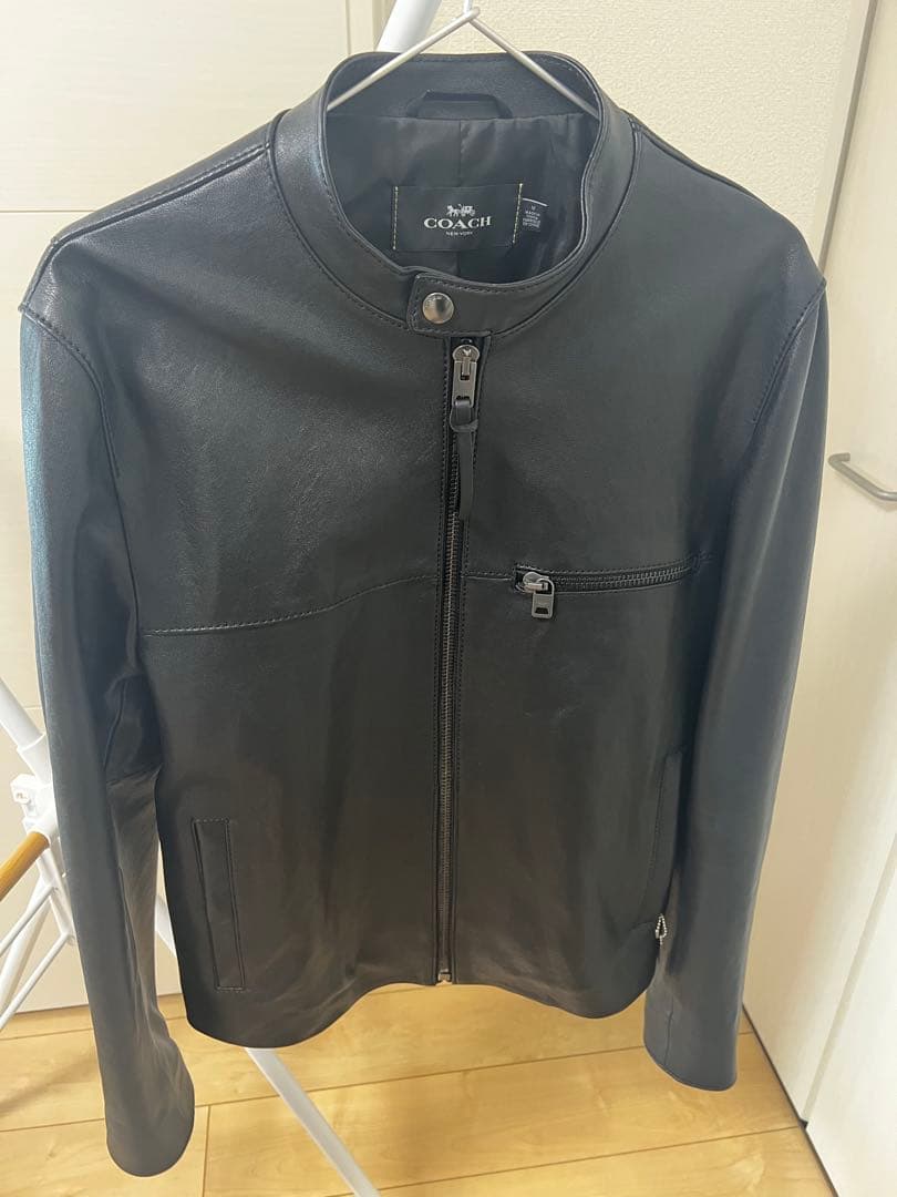 COACH ブラック レザー シングルライダースジャケット