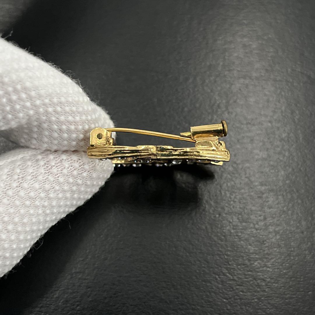 正規品　CHANEL シャネル　ブローチ　ココマーク　ラインストーン　ゴールド