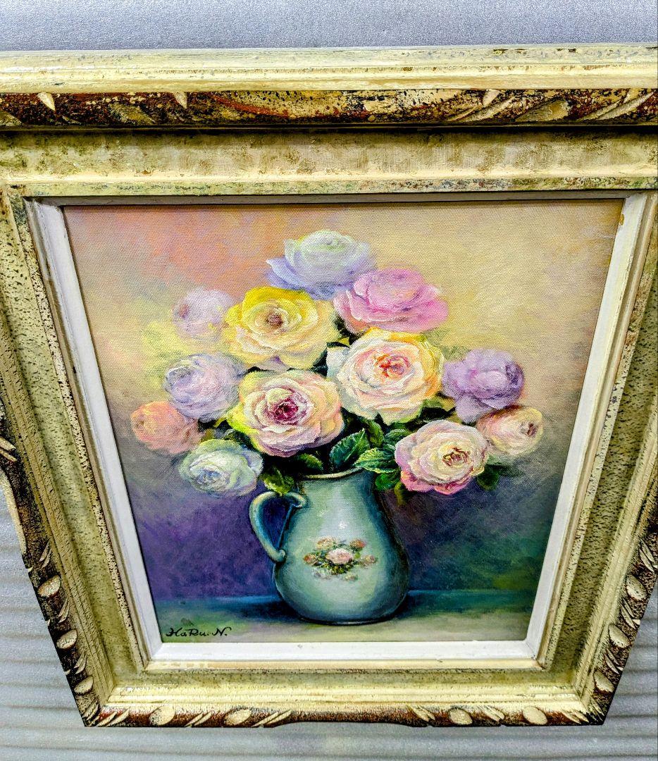 画家haru油彩画F6号＊薔薇＊肉筆画＊原画、一点物＊静物画。