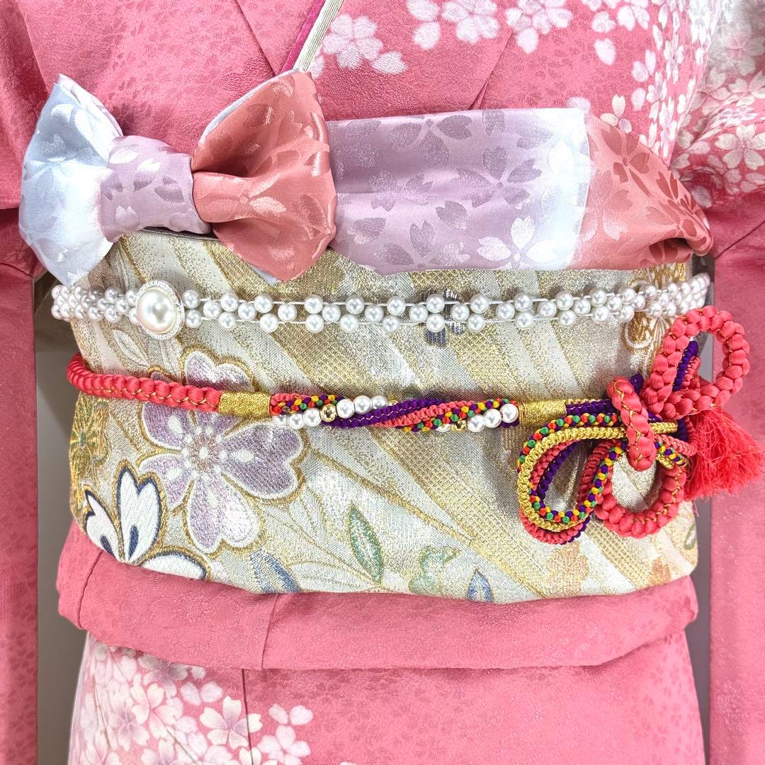 逸品 振袖7点フルセット 京都きもの友禅 桜尽くし 正絹　成人式　結婚式