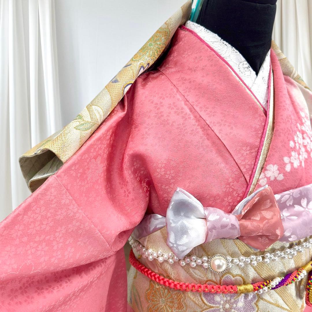 逸品 振袖7点フルセット 京都きもの友禅 桜尽くし 正絹　成人式　結婚式