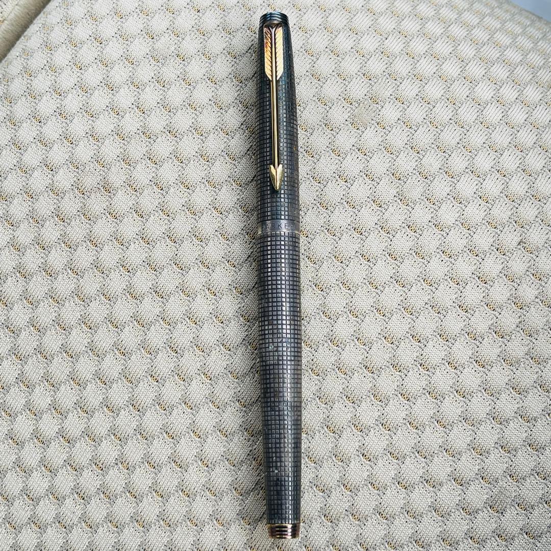 PARKERSTERLING CAP&BARRELU.S.A格子柄　14万年筆