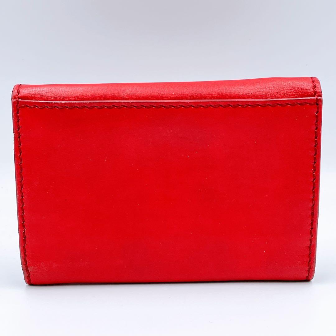 セリーヌ マカダム レザー 三つ折り 財布 ウォレット　レッド　トリオンフ