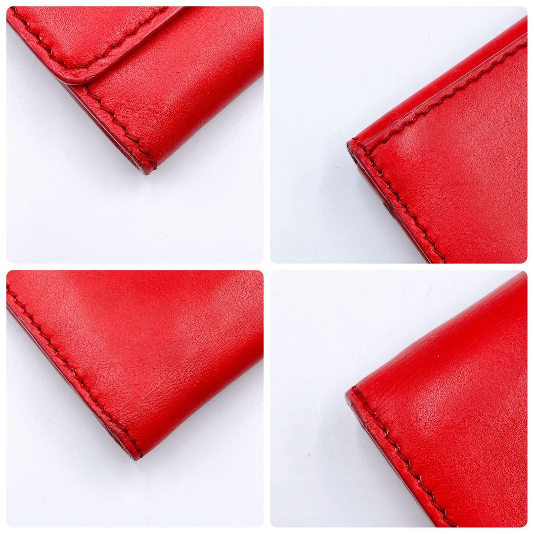 セリーヌ マカダム レザー 三つ折り 財布 ウォレット　レッド　トリオンフ