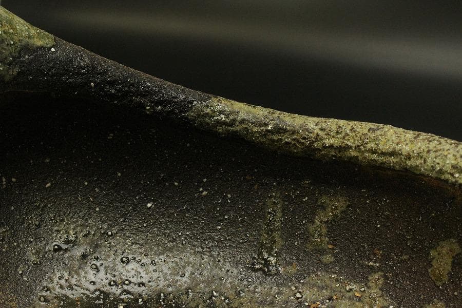 陶器 信楽 舟形 自然木 手付き 盛鉢 43.5cmx31.5cm(A342)