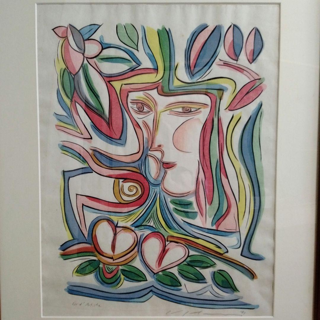 池田満寿夫　桃の園　オリジナル木版画　限定200部　大きいサイズ　アート