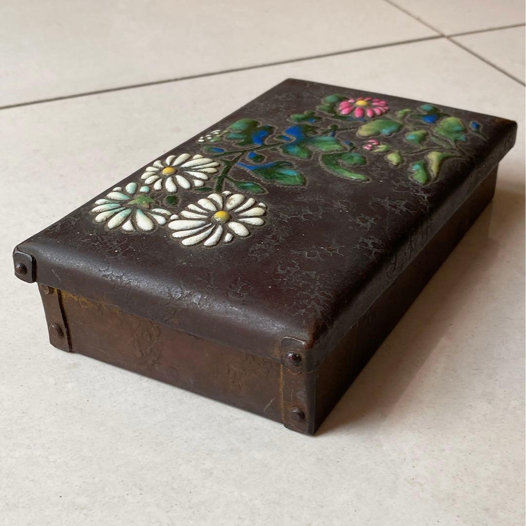 七宝焼　箱　銅製　アンティーク