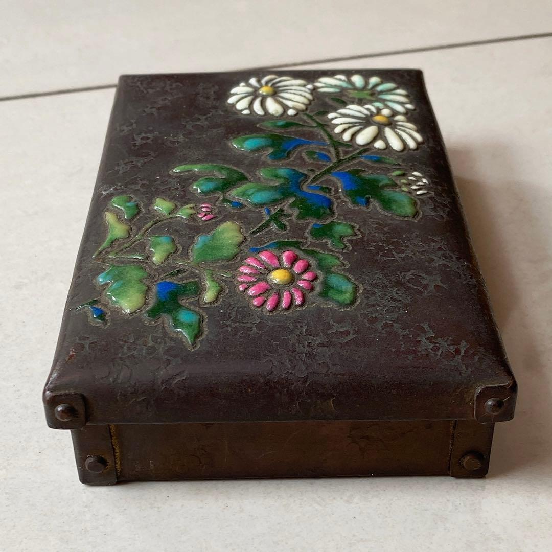 七宝焼　箱　銅製　アンティーク