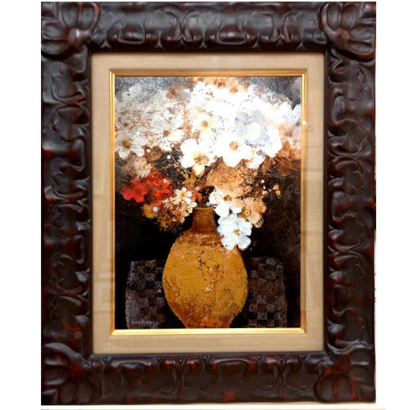 ☆ 稲垣 昌紀 ☆「白い花」　油絵　F4号　綺麗！