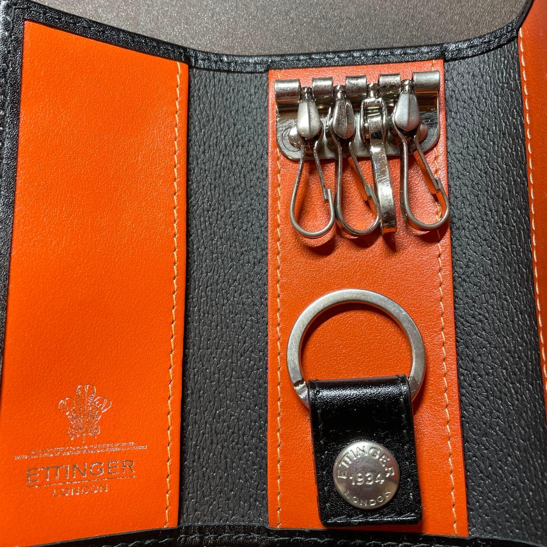 【新品・未使用】ETTINGER キーケース Black/Orange