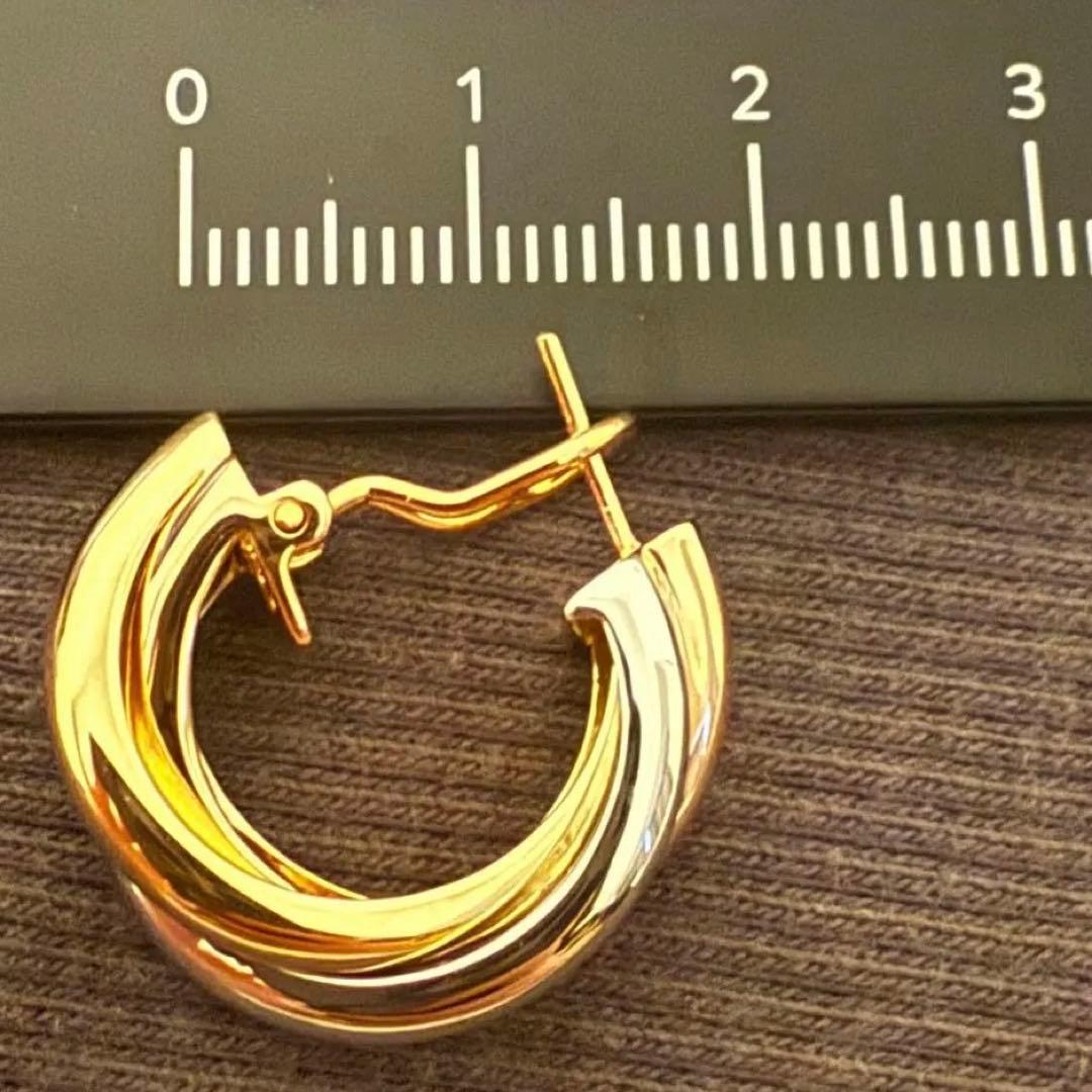 トリプルゴールドカラー　ピアス　フープピアス