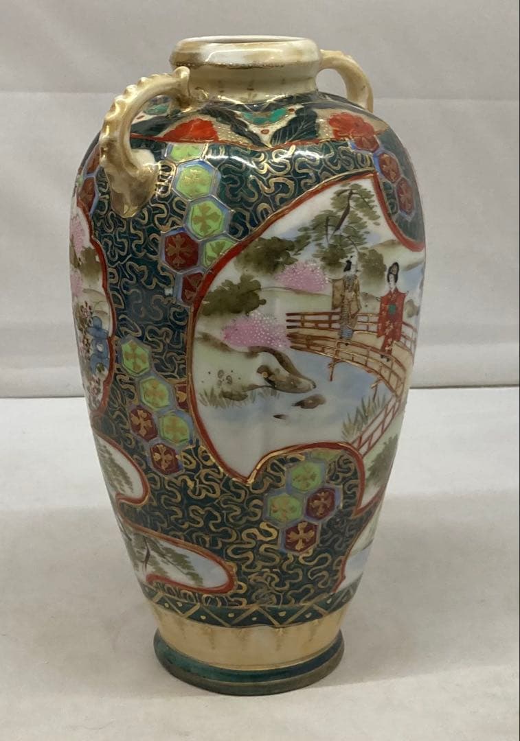 B387s 「名所美人図 花生」ノリタケ　明治時代　輸出　スパイダーマーク