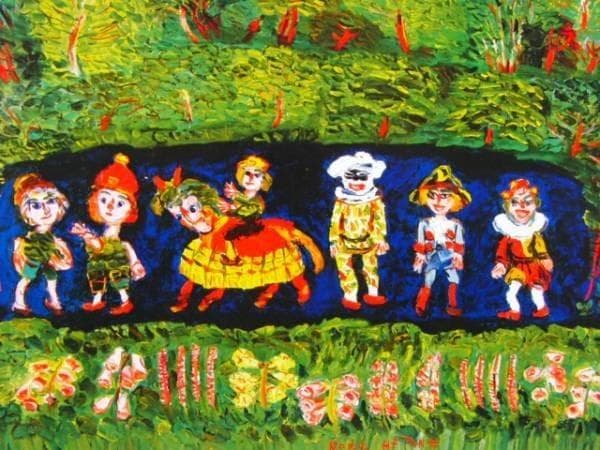 野間 仁根 　マリオネットの散歩　豪華大判画集画、新品額付、コンディション良好