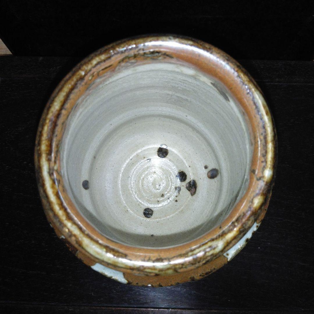 NO345 益子焼　木村一郎 柿釉花瓶　師　濱田庄司　河井寛次郎