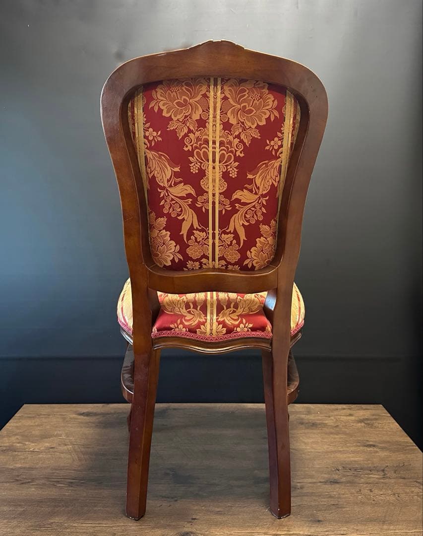 イタリア ダイニングチェア フラワーレッド　猫脚　2脚