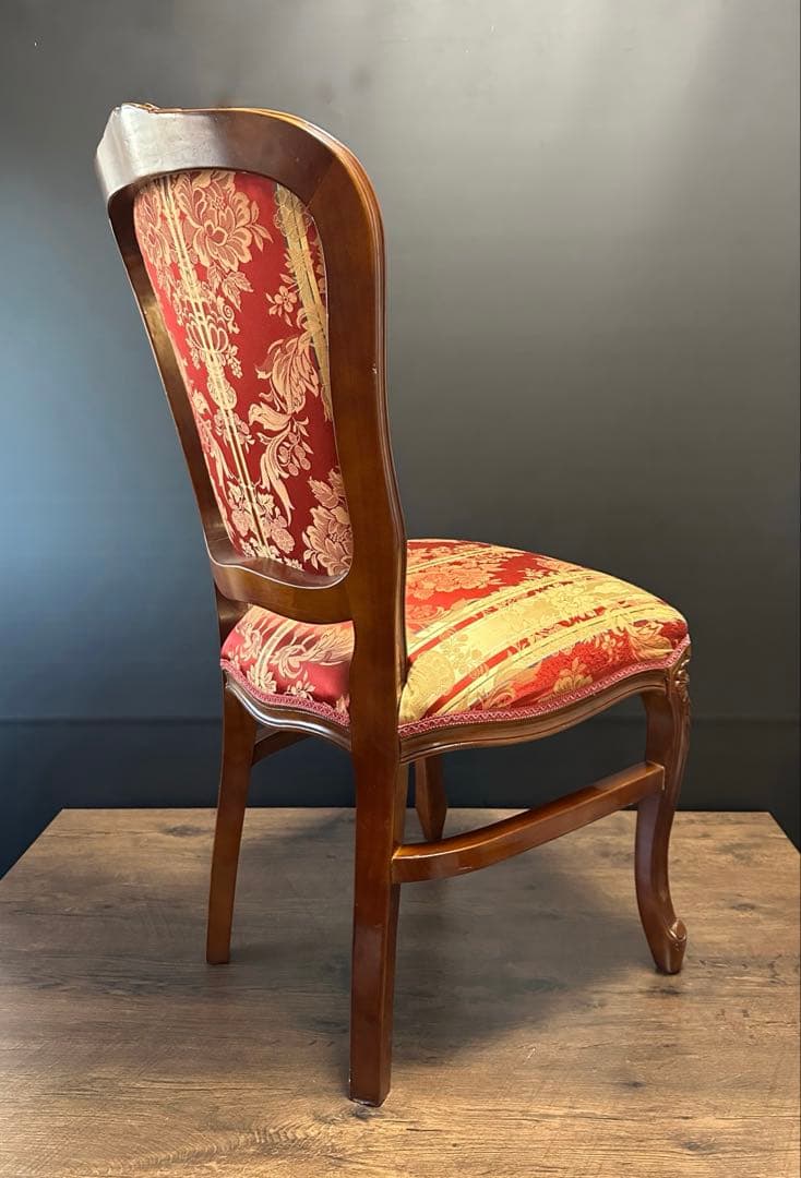 イタリア ダイニングチェア フラワーレッド　猫脚　2脚