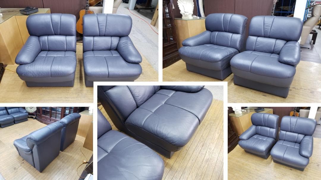 C37　美品　応接セット 6点セット 本革（一部合皮） ソファ