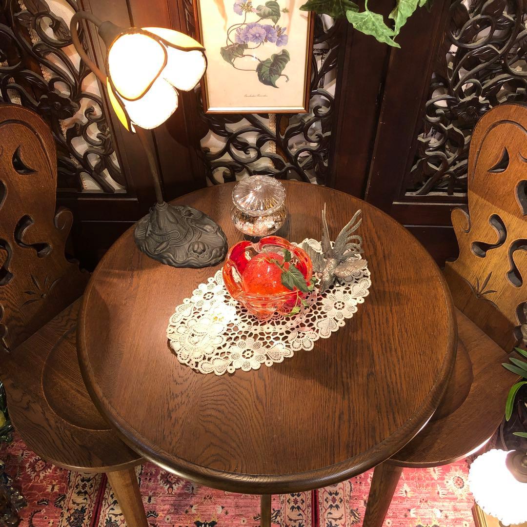 ８０年代　ブリティッシュアンティークST スピンドルコンパクト　ラウンドテーブル