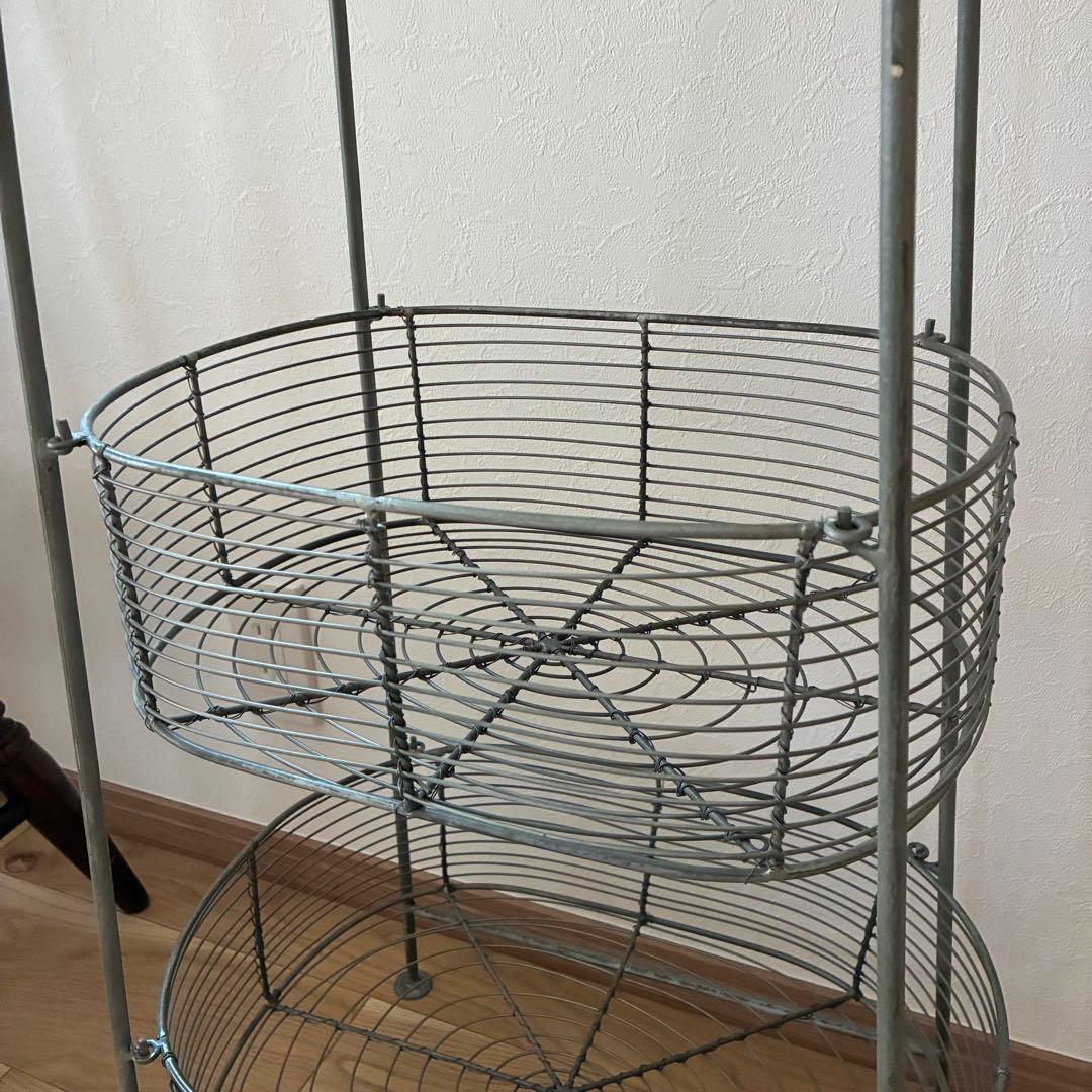 店舗什器　３段　カゴ　ラック　 アンティーク