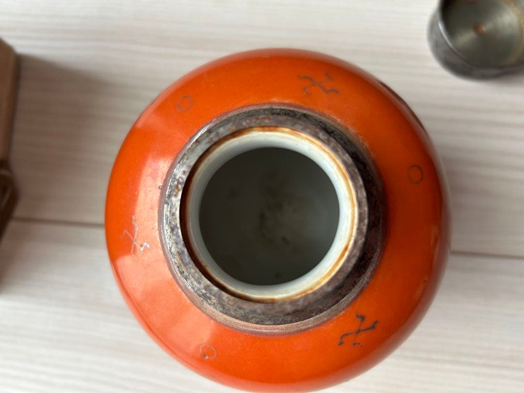 【内容必読】骨董品　赤繪南京　茶入れ