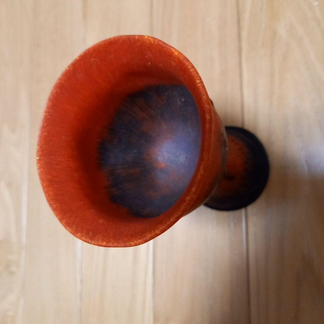 酒器　馬上杯　馬上盃　骨董　赤と黑の趣きのあるグラス